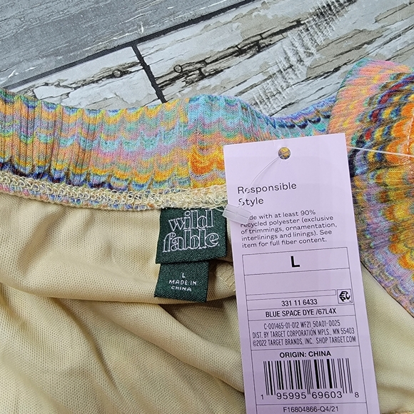 Wild Fable Mesh Flare Adaptive Yoga pants Yellow & Blue Space dye - Picture 3 of 12